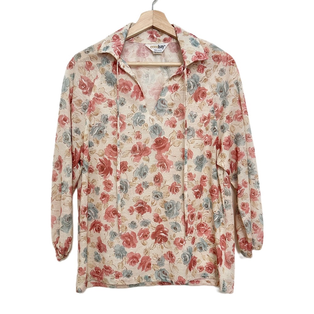 Vintage Floral Blouse Size Medium
